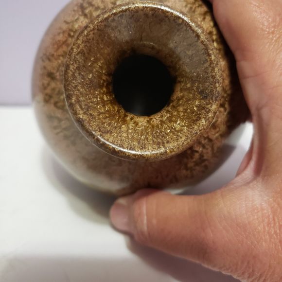 Pottery Bud Vase Green Tan Drip Glaze 5"×3.5" - Picture 5 of 7